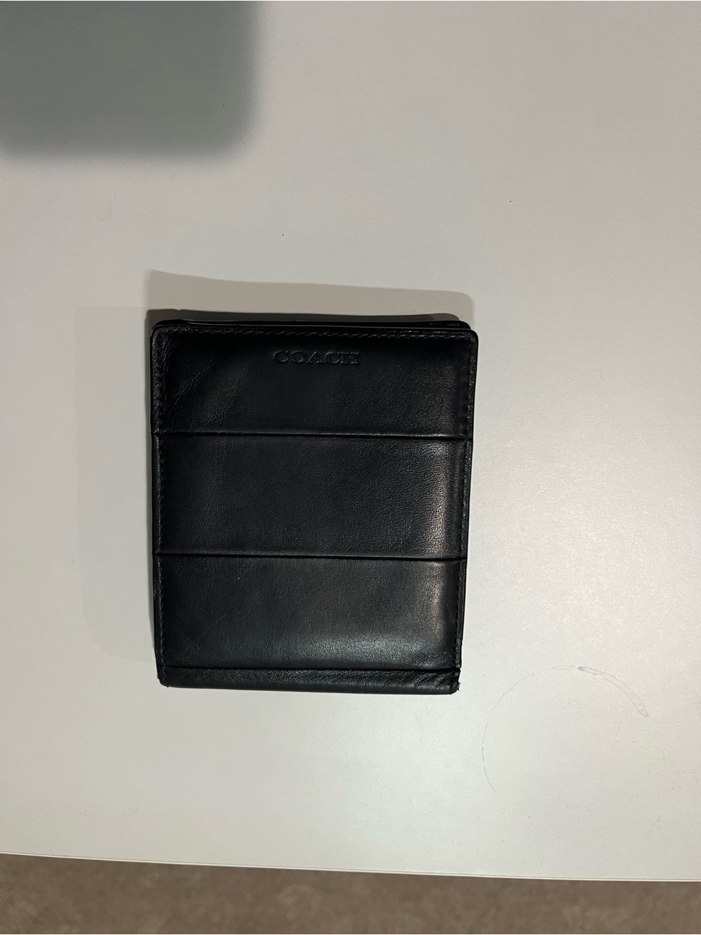 Coach Men's Black Leather Trifold Card Holder